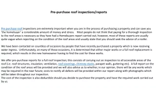 Pre-purchase roof inspections