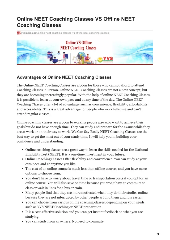 online neet coaching classes vs offline neet