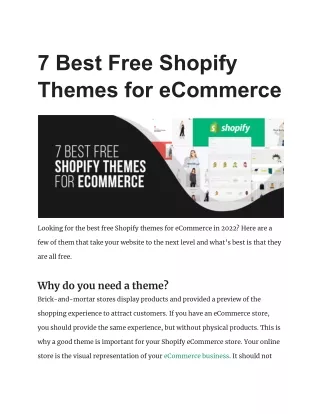 7 best free shopify themes for ecommerce