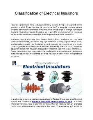 classification of electrical insulators