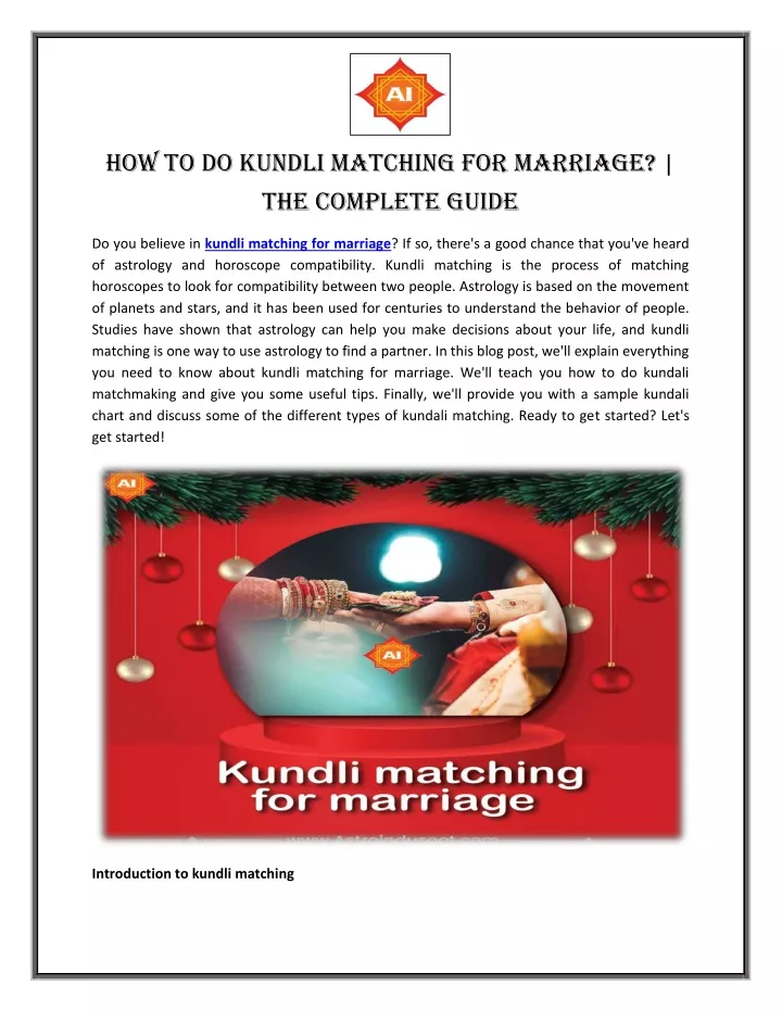 how to do kundli matching for marriage