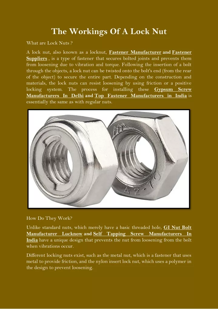 the workings of a lock nut