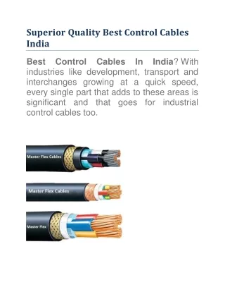 Superior Quality Best Control Cables India