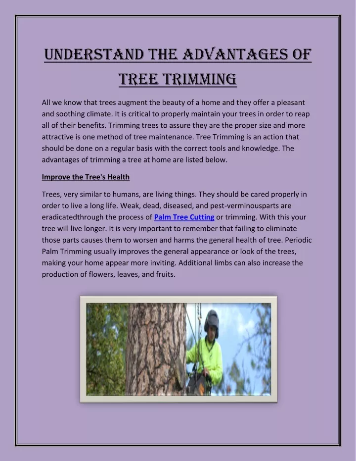 understand the advantages of tree trimming