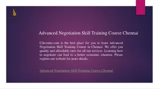 Advanced Negotiation Skill Training Course Chennai  Cdrcentre.com