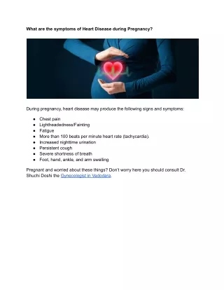 Symptoms of Heart Disease during Pregnancy