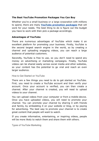 The Best YouTube Promotion Packages You Can Buy
