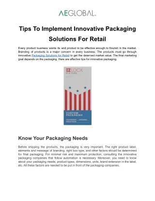 Tips To Implement Innovative Packaging Solutions For Retail