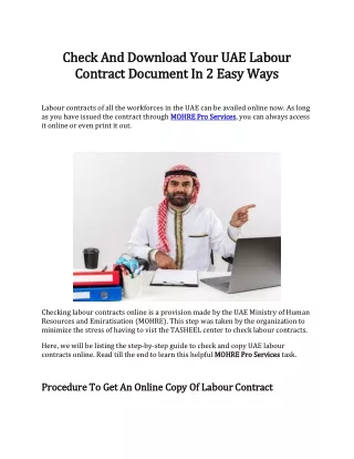 Check And Download Your UAE Labour Contract Document In 2 Easy Ways