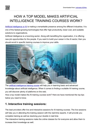 HOW A TOP MODEL MAKES ARTIFICIAL INTELLIGENCE TRAINING COURSES WORK?