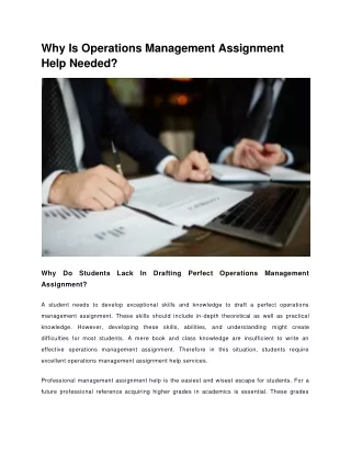 why is operations management assignment help
