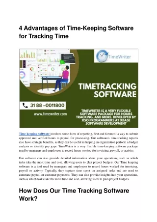 4 advantages of time keeping software