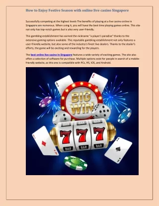 Online Singapore Casino Games