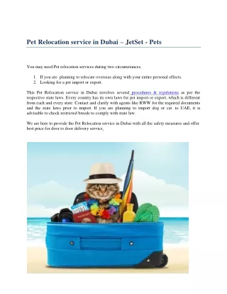 Pet Relocation service in Dubai – JetSet - Pets