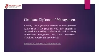 Graduate Diploma of Management  Asia.edu.au