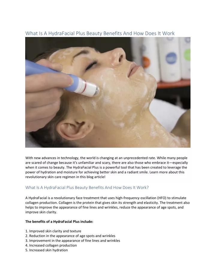 what is a hydrafacial plus beauty benefits