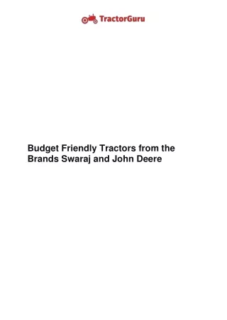 budget friendly tractors from the brands swaraj