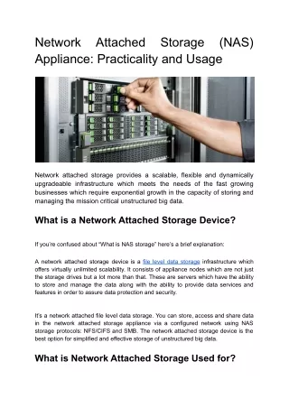What is Network Attached Storage Used for?