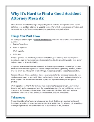 Why It’s Hard to Find a Good Accident Attorney Mesa AZ