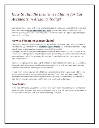 How to Handle Insurance Claims for Car Accidents in Arizona