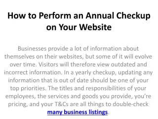 how to perform an annual checkup on your website