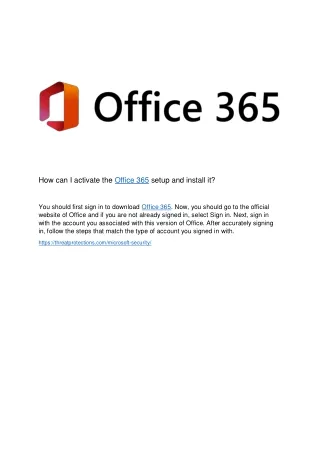 how can i activate the office 365 setup