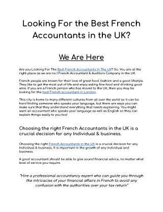 Looking For the Best French Accountants in the UK - Thakur Chabert Limited