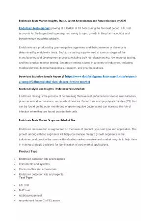 endotoxin tests market insights status latest