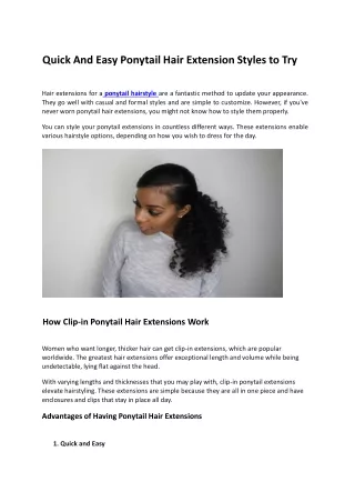 Quick And Easy Ponytail Hair Extension Styles to Try