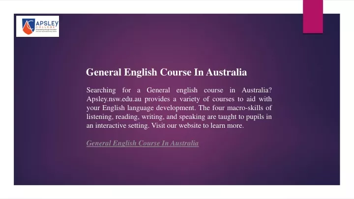 general english course in australia