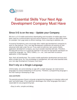Essential Skills Your Next App Development Company Must Have