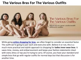 the various bras for the various outfits