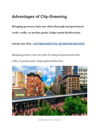 Advantages of City-Greening