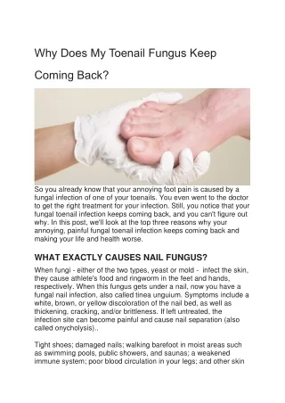 Why Does My Toenail Fungus Keep Coming Back
