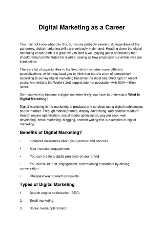 digital marketing as a career