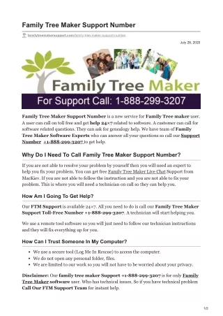 Family Tree Maker Support Number