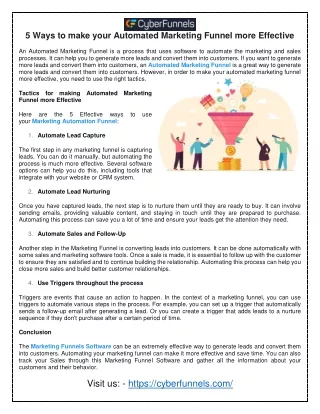 5 Ways to make your Automated Marketing Funnel more Effective