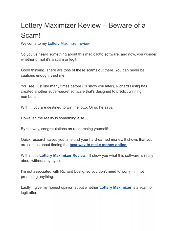 lottery maximizer review beware of a scam