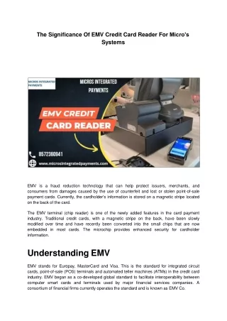 The Significance Of EMV Credit Card Reader For Micro’s Systems.ppt