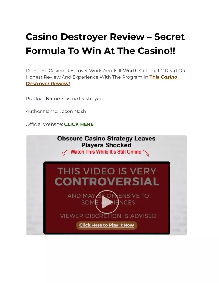 casino destroyer review secret formula