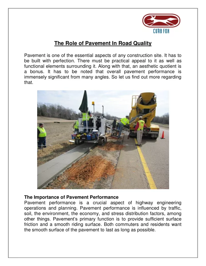 the role of pavement in road quality pavement