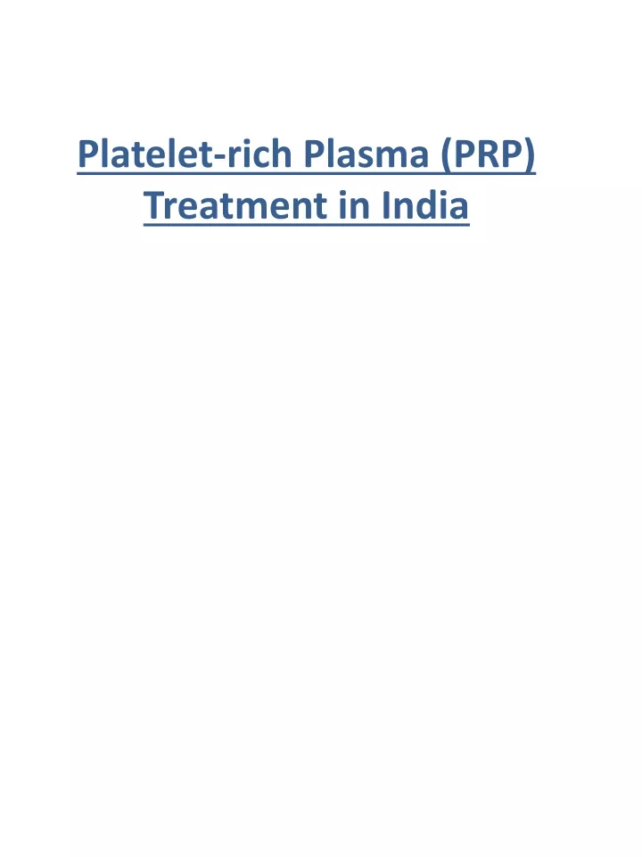 platelet rich plasma prp treatment in india