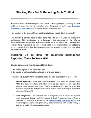 stacking data for bi reporting tools to work