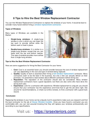 8 Tips to Hire the Best Window Replacement Contractor