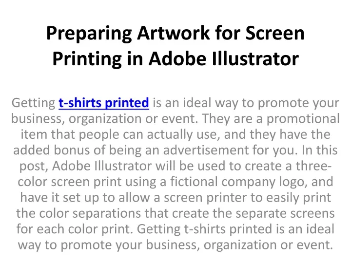 preparing artwork for screen printing in adobe illustrator