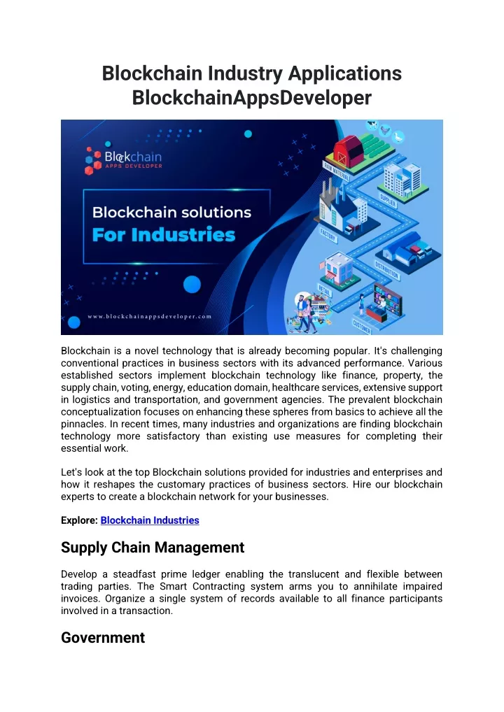 blockchain industry applications