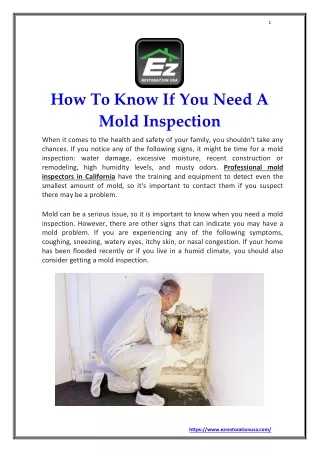 How To Know If You Need A Mold Inspection