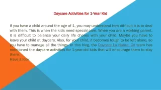Daycare activities for 1-year kid