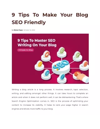 9 Tips To Make Your Blog SEO Friendly