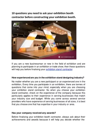 10 questions you need to ask your exhibition booth contractor before constructing your exhibition booth